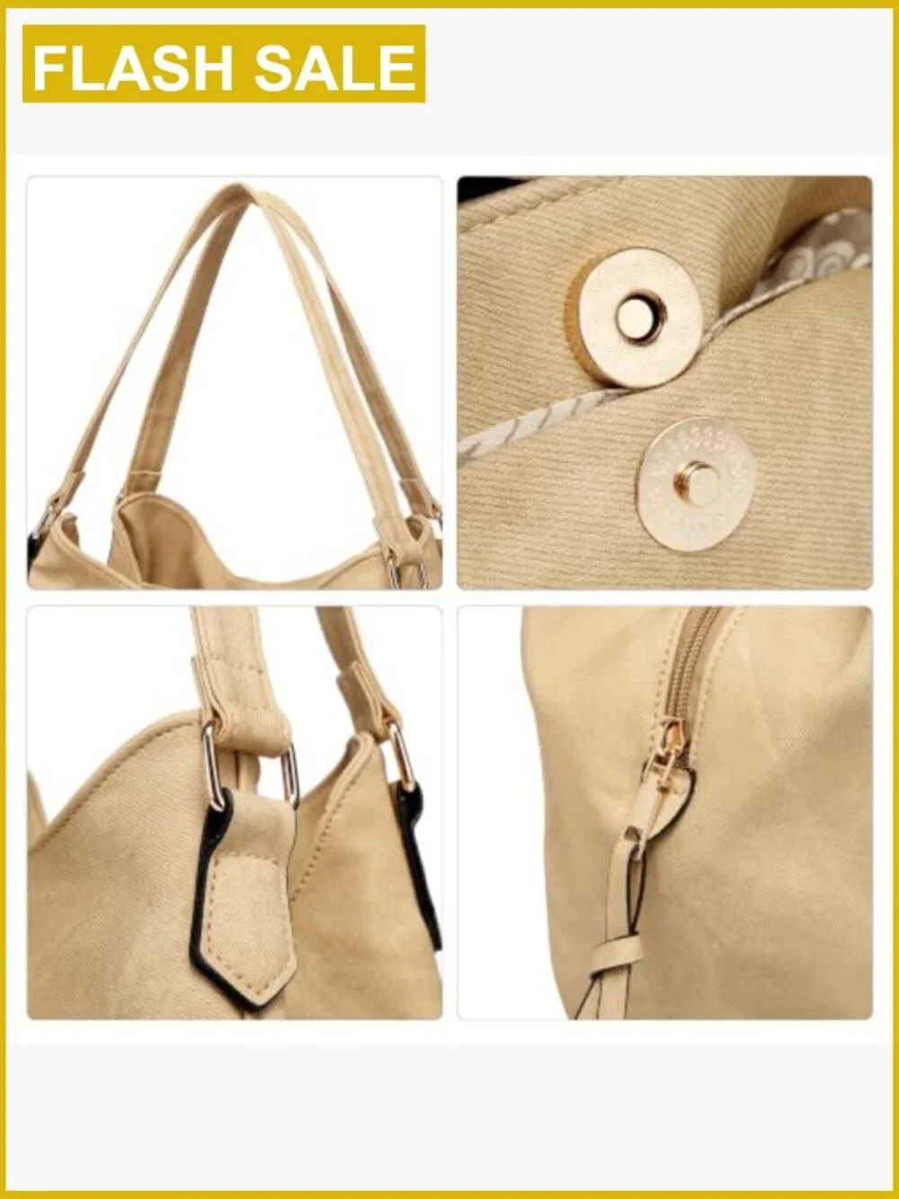 Vegan Leather Hobo Shoulder Bag Tote Purse Multi-pocket
